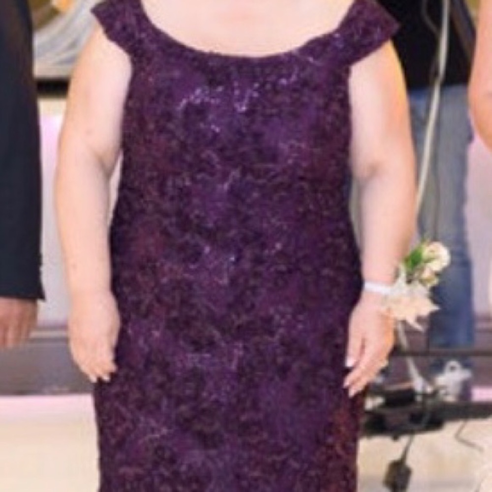 Jovani Purple / Plum off the shoulder size 14 dress